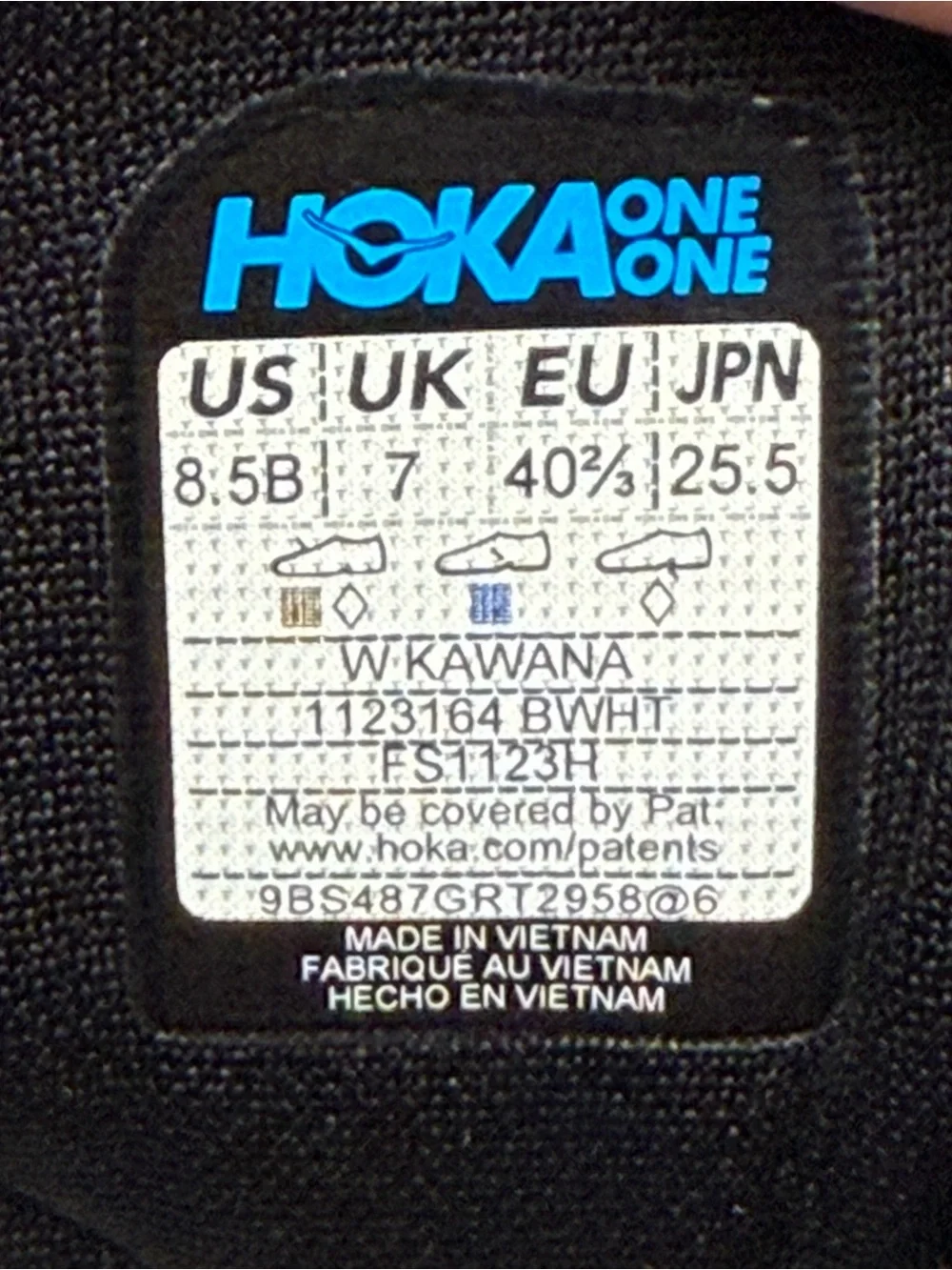 Hoka One One Kawana Women's Black/White Running Shoes Size 8.5B